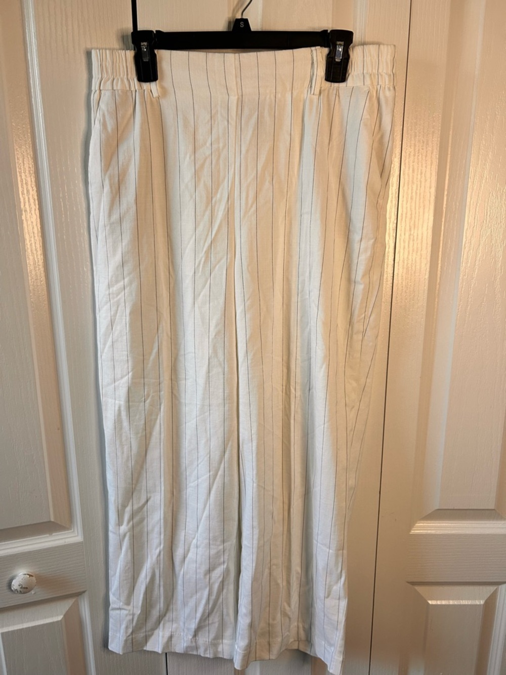Rachel Zoe Women’s White Pinstripe Wide Leg Palazzo Belt Loop Pants Size 10